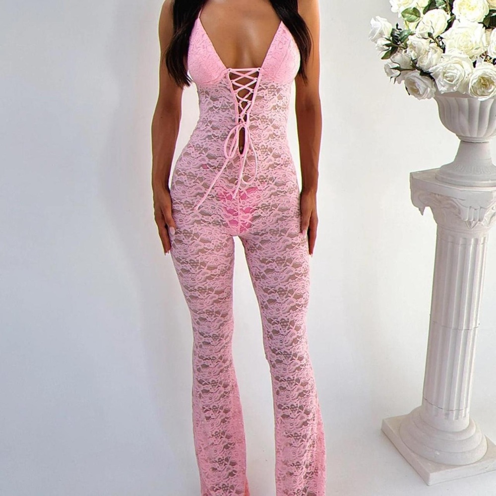 Light Pink Lace Festival / Rave Jumpsuit